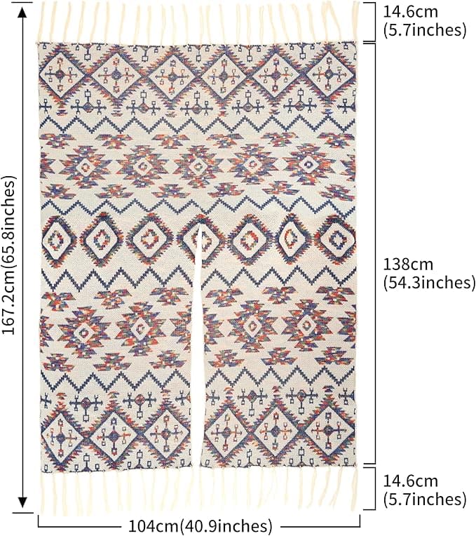 Boho Poncho Damen – Weiß Fransen Cape im Ethno Stil