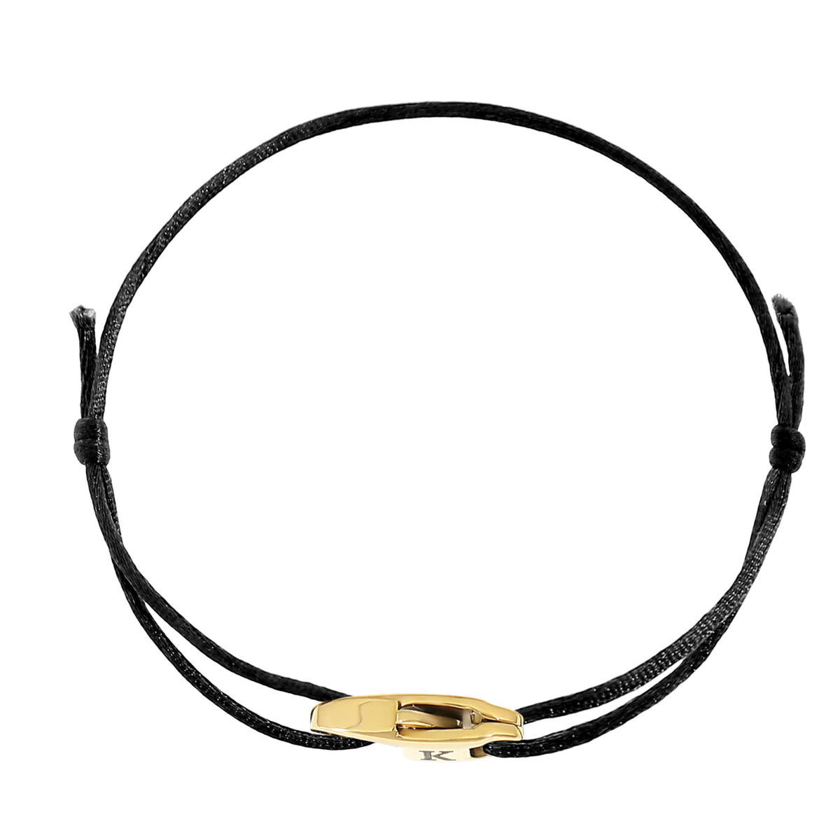 Personalisierbares verstellbares Kordelarmband mit Gravur-Karabiner – Schwarz