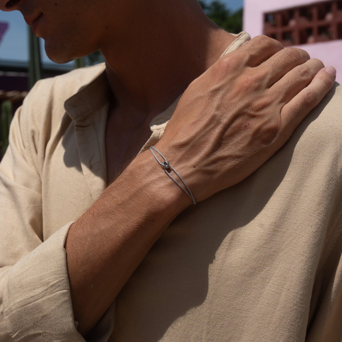 Silver Bead Armband - Grau