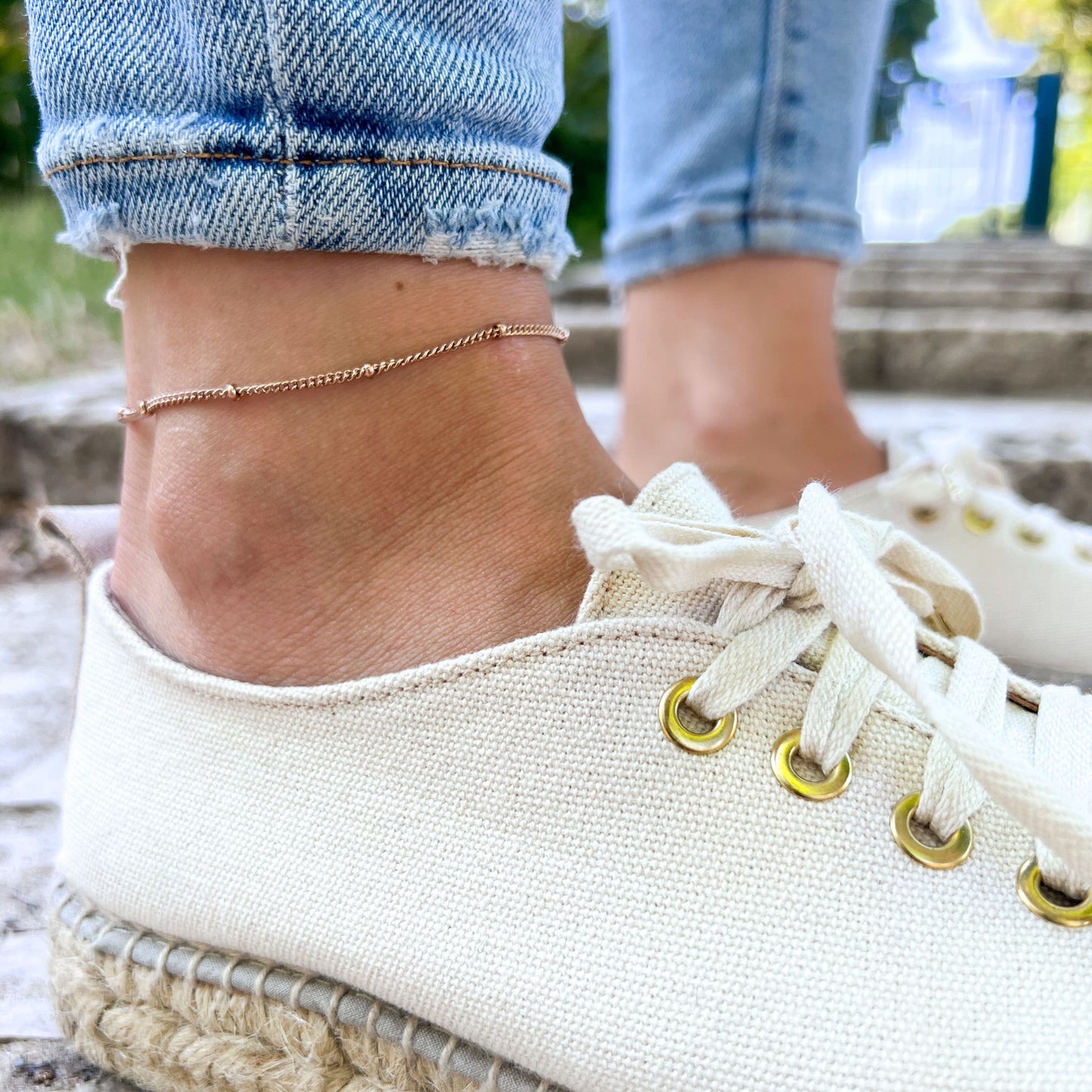 Edelstahl Fußkettchen - Orbs