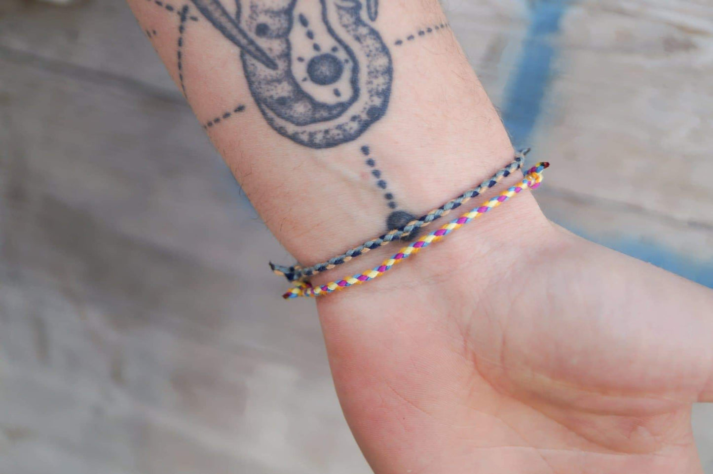 2er Set Simple Cotton Armband - Blau / Gelb - Made by Nami