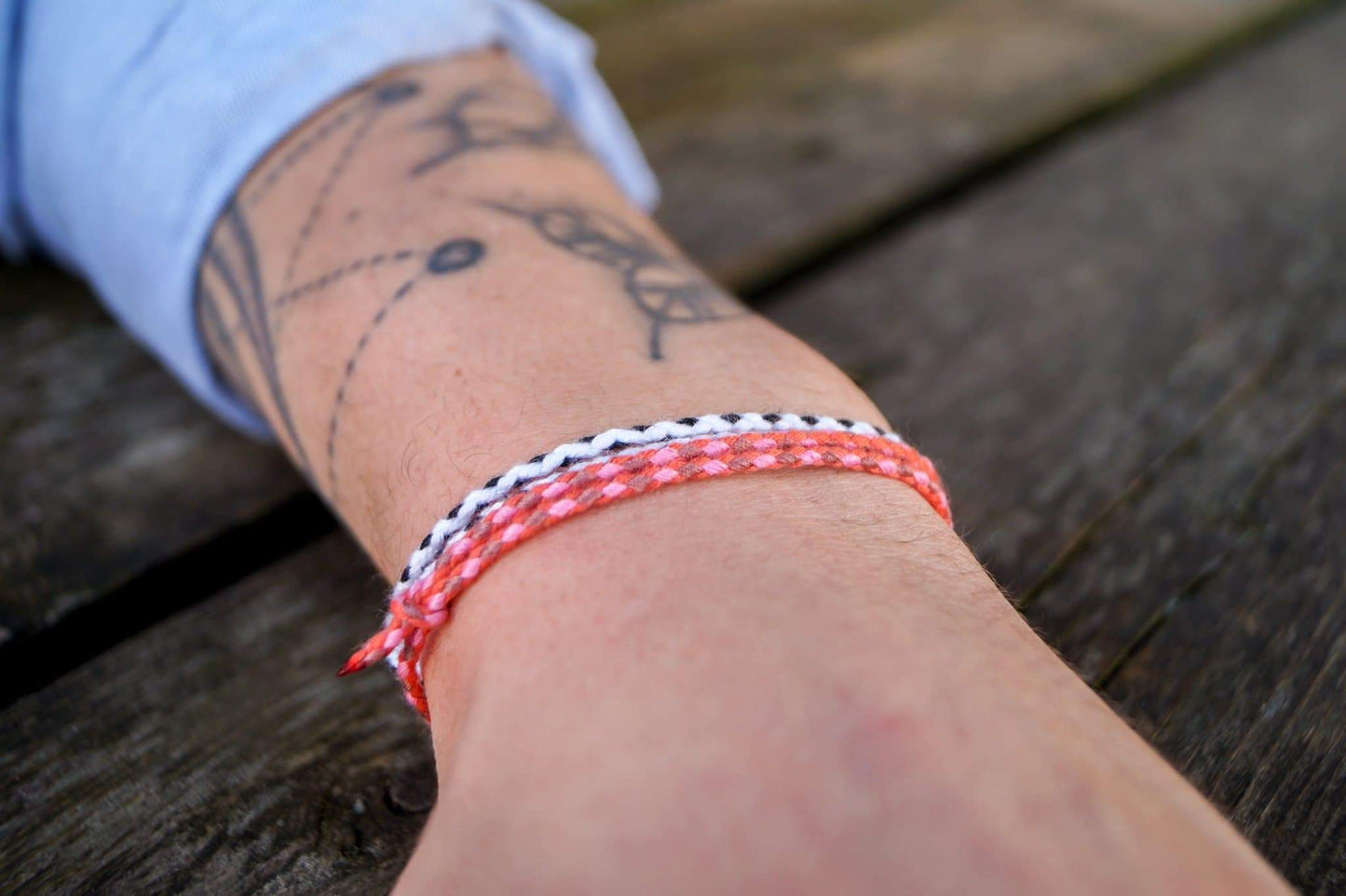 Made by Nami Surfer 2er Set SC Armband - Rot-Orange & Weiß