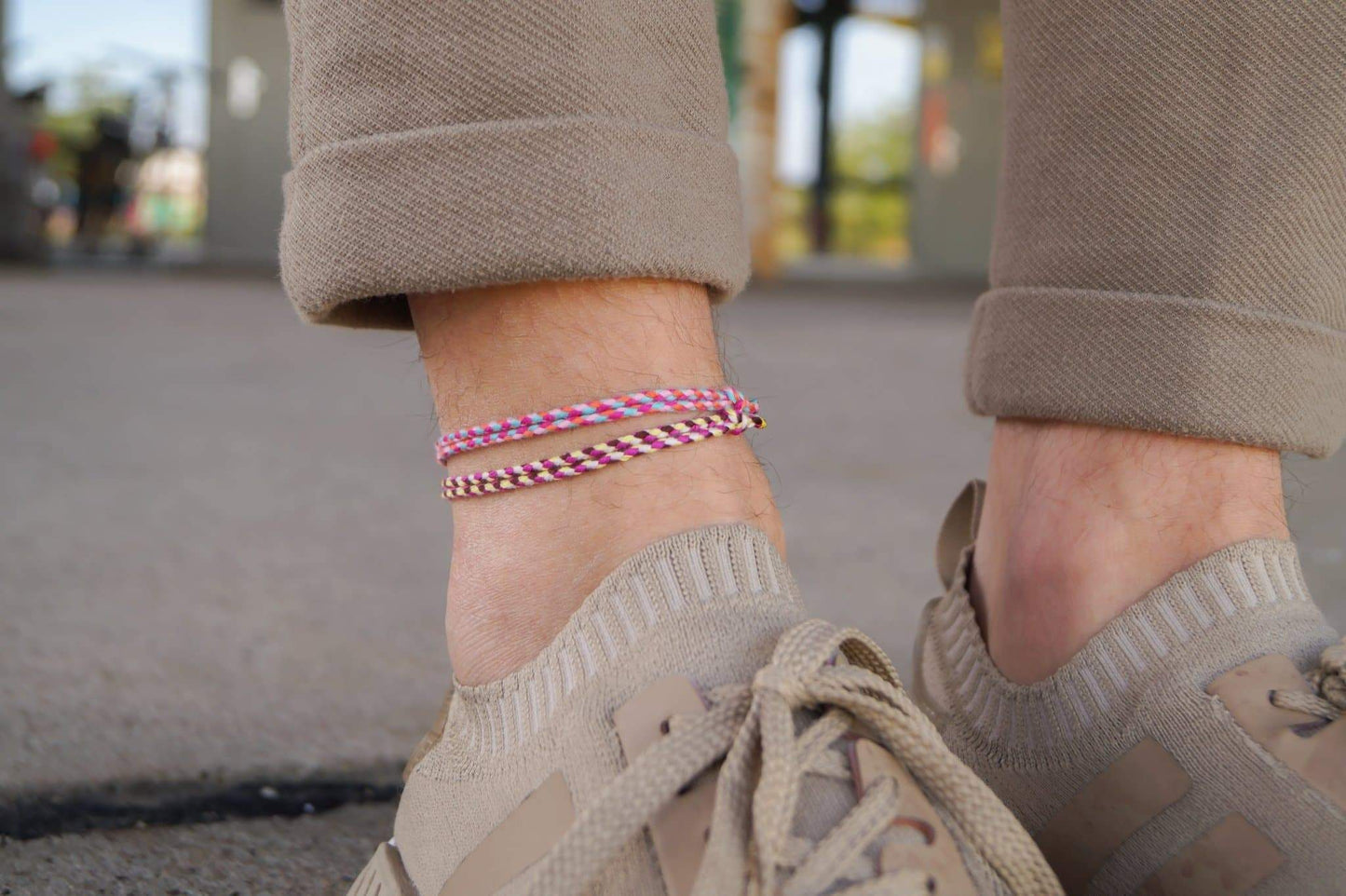 2x Simple Cotton Fußbändchen - Pink Focus - Made by Nami