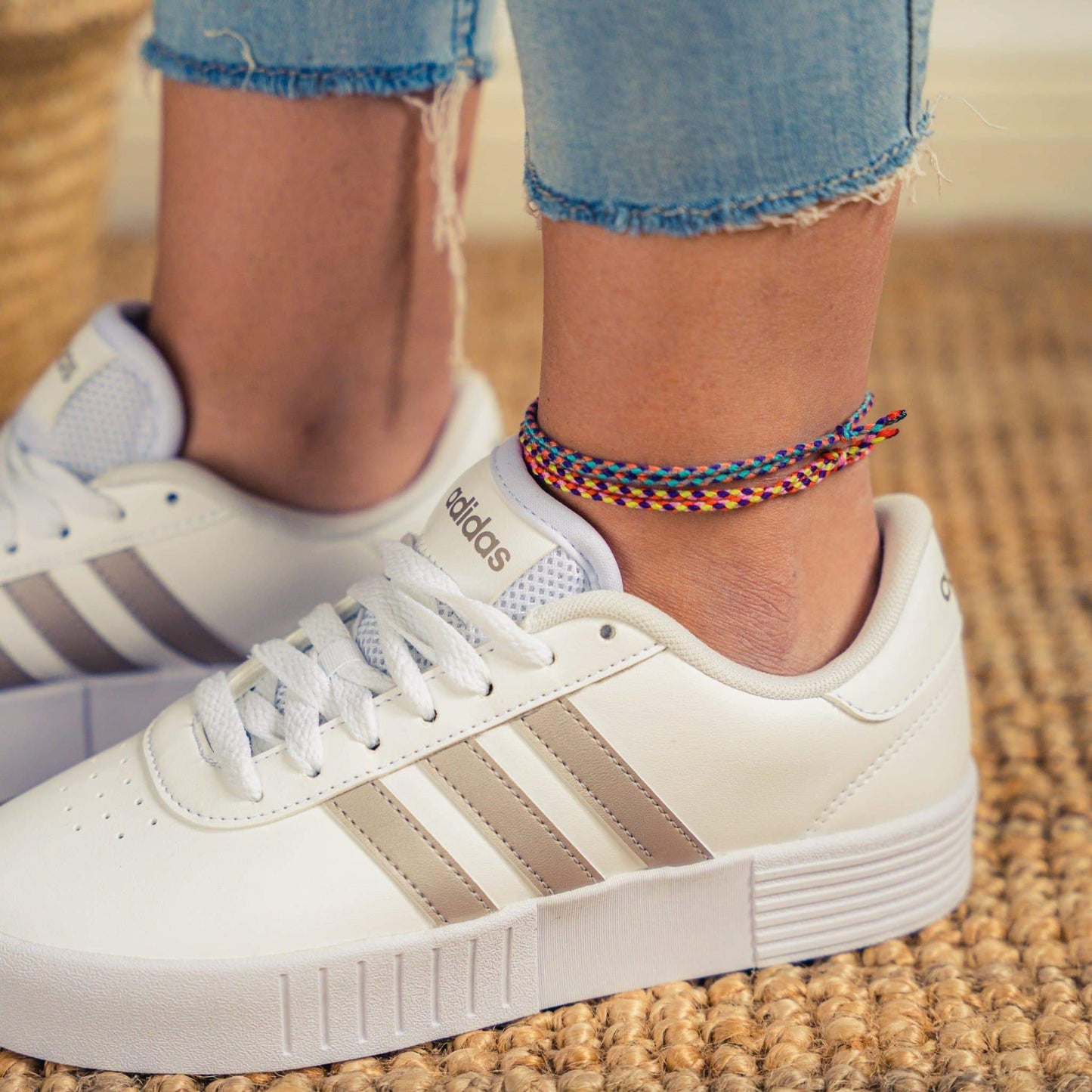 2x Simple Cotton Fußbändchen - Intensive Attention - Made by Nami