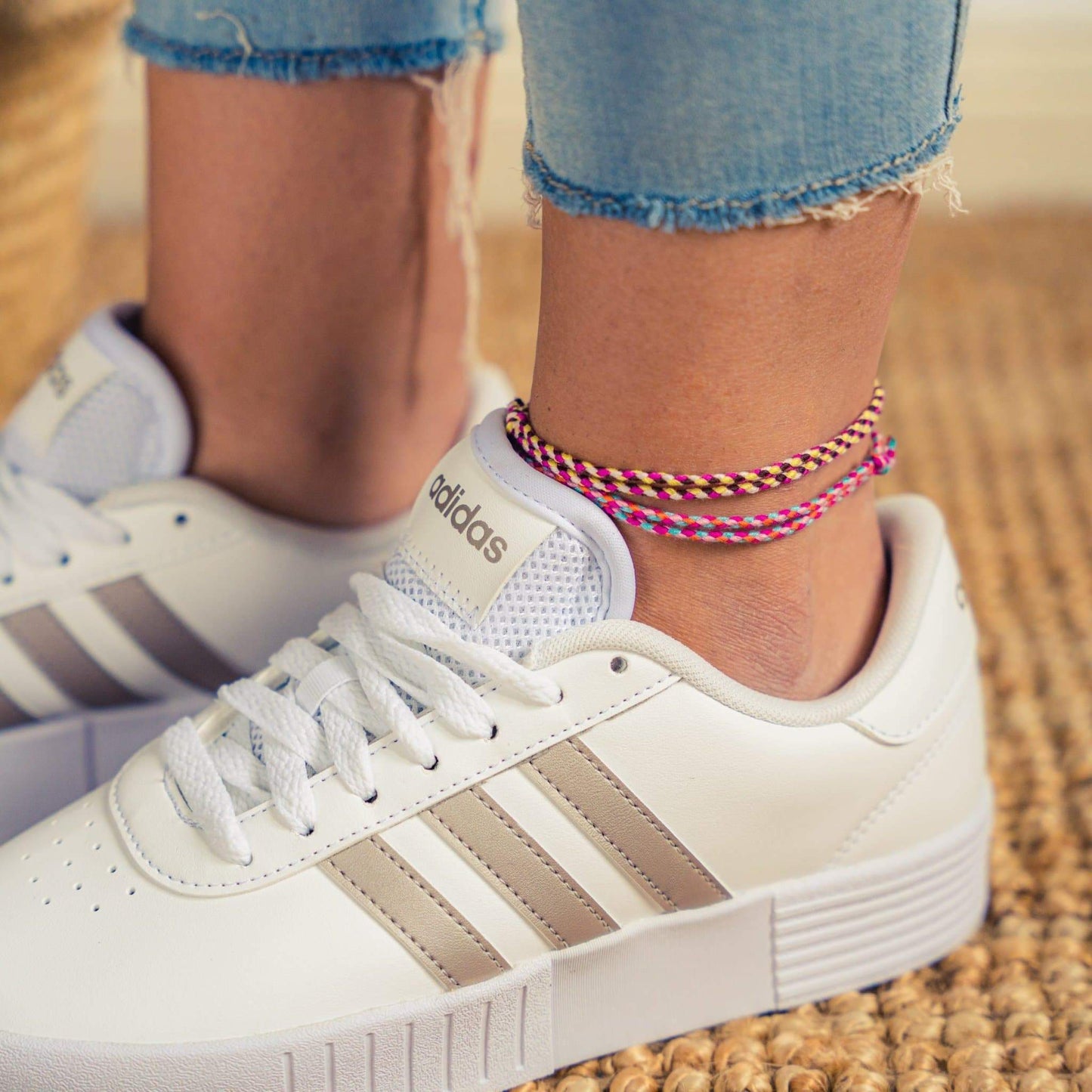 2x Simple Cotton Fußbändchen - Pink Focus - Made by Nami