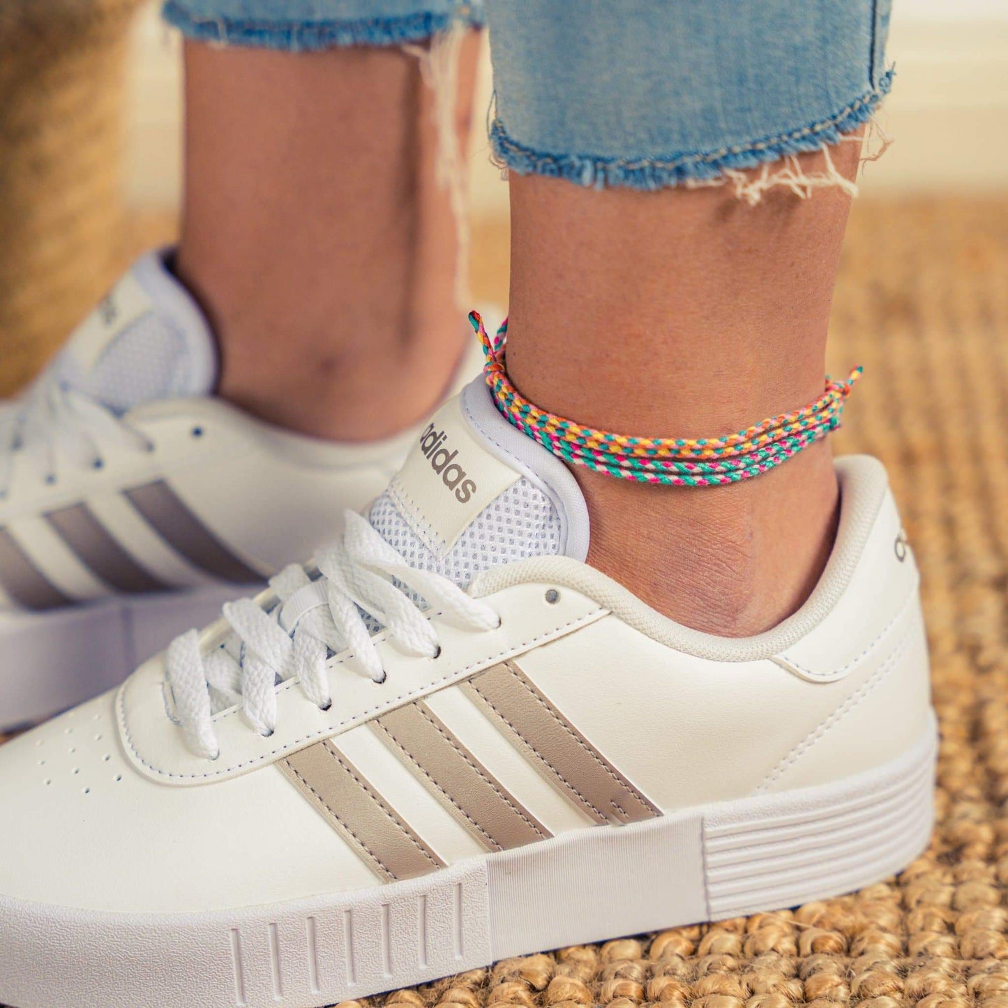 2x Simple Cotton Fußbändchen - Retro Attention - Made by Nami