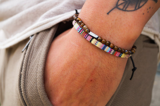 Made by Nami Surfer 2x Surfer Armband - Gelb & Tigerauge