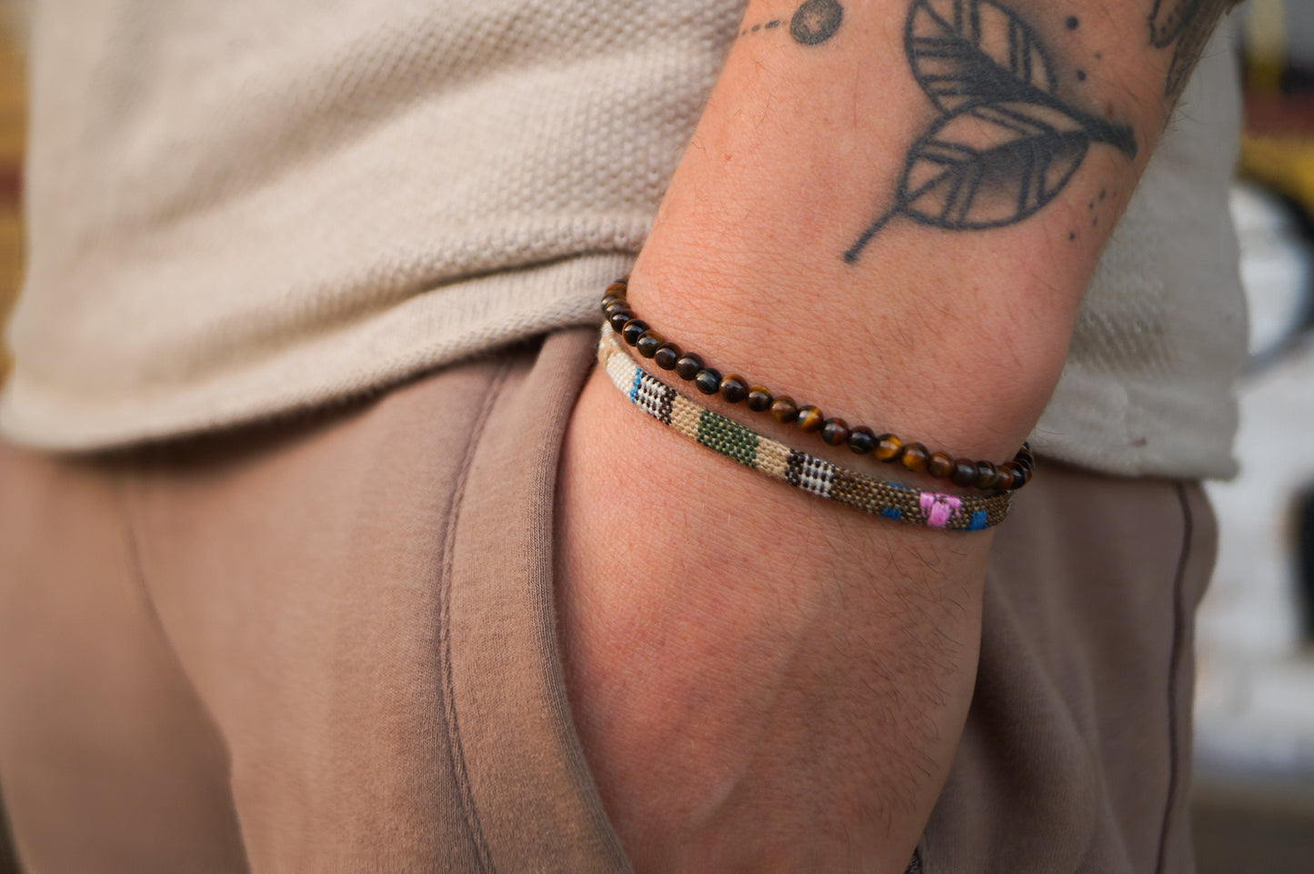 Made by Nami Surfer 2x Surfer Armband - Safari & Tigereyes