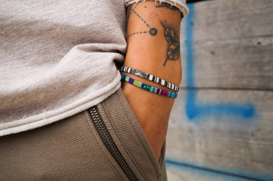 2x Surfer Armband Set - Weiß, Türkis - Made by Nami