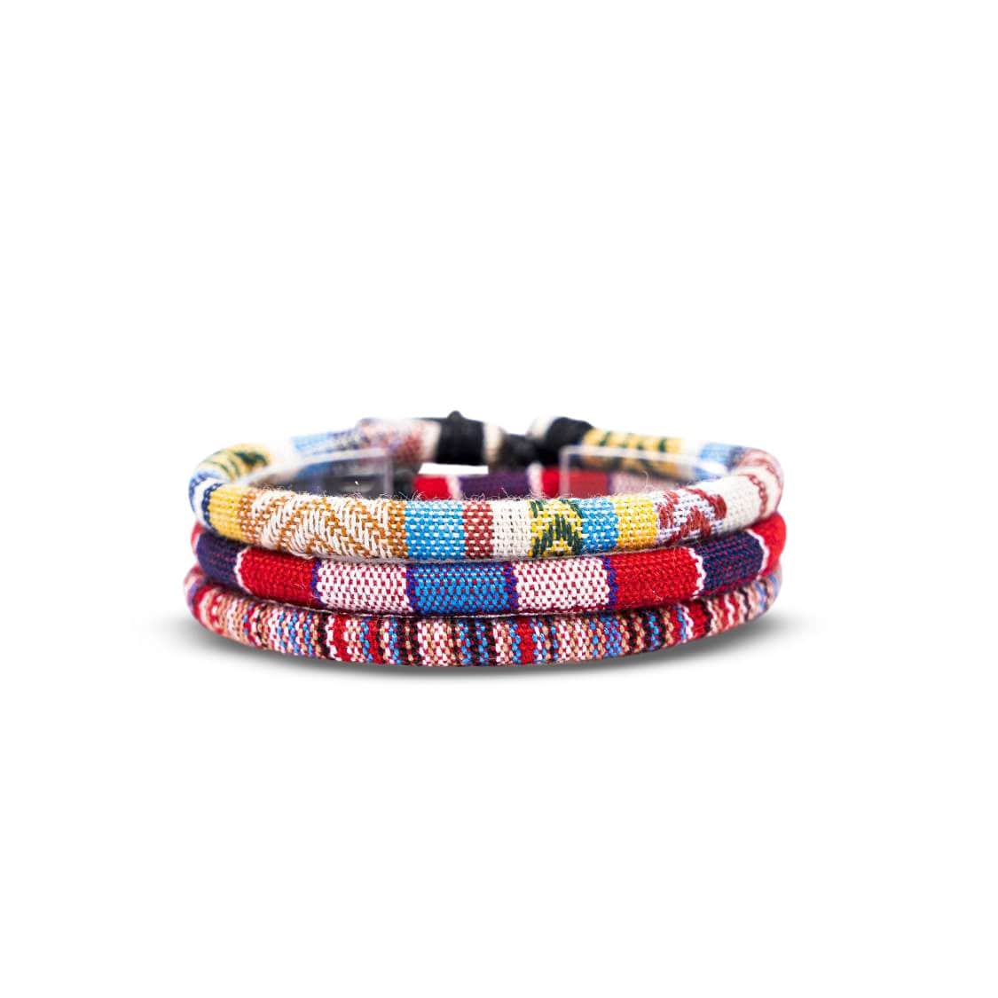 Made by Nami Surfer 3er Set Boho Classic Fußband - Gelb, Multi & Rot / Blau