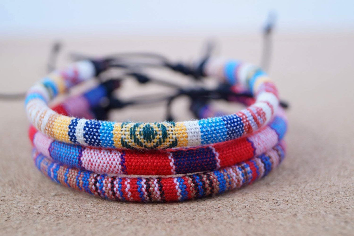 Made by Nami Surfer 3er Set Boho Classic Fußband - Gelb, Multi & Rot / Blau