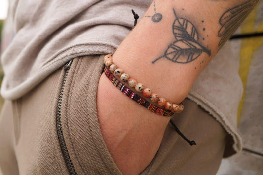 Chakra Perlen Armband 2er Set - Brown Vulcano - Made by Nami