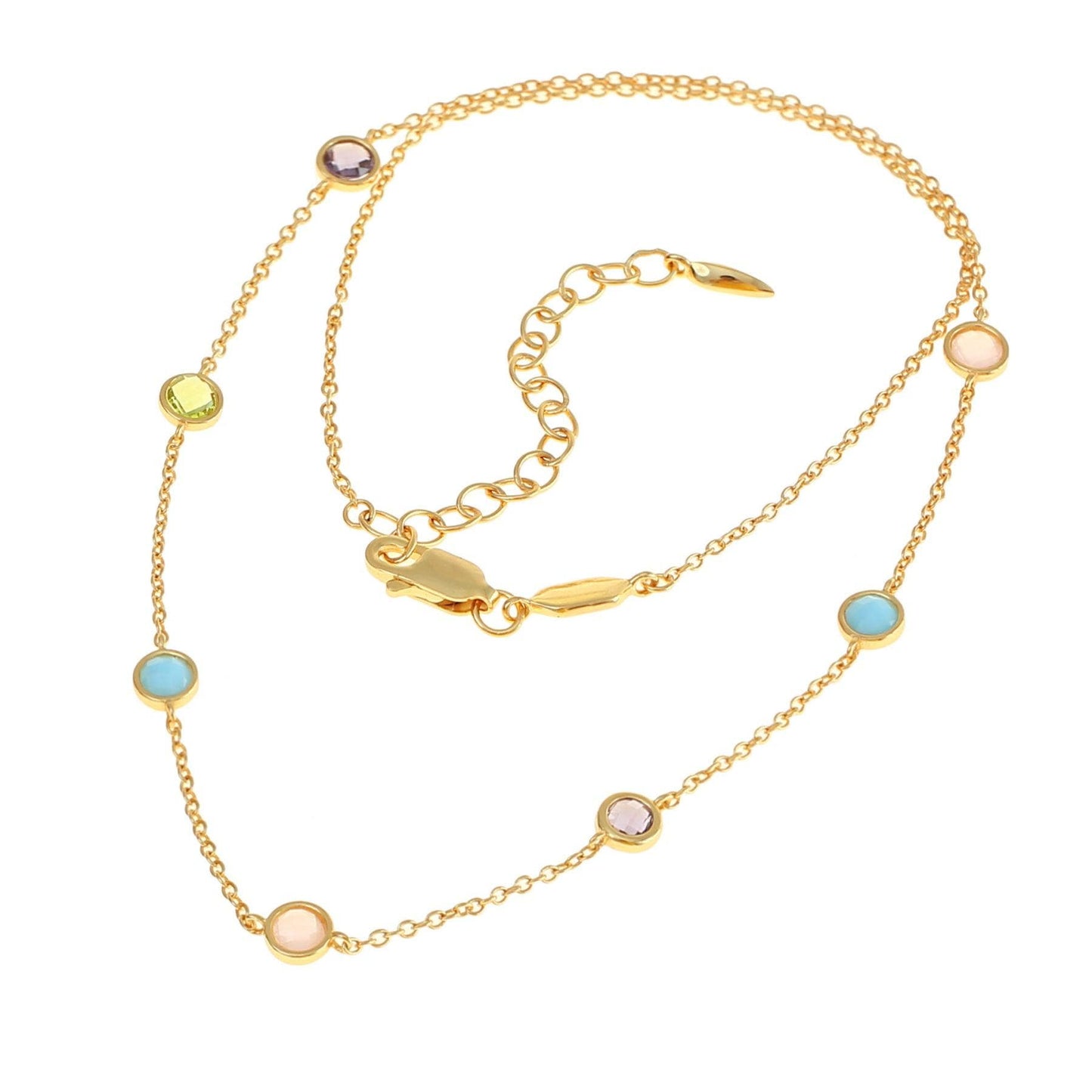 Goldkette mit bunten Edelsteinen – 925 Silber