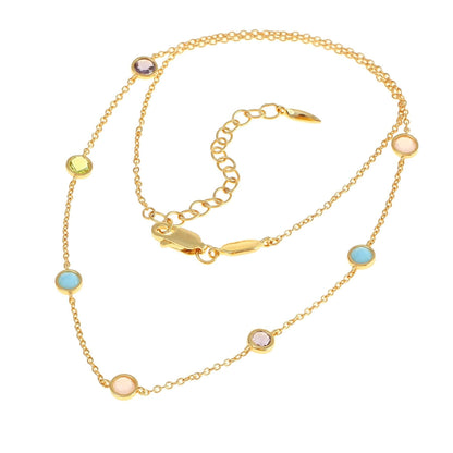 Goldkette mit bunten Edelsteinen – 925 Silber