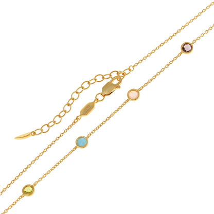 Goldkette mit bunten Edelsteinen – 925 Silber