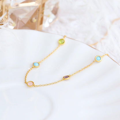 Goldkette mit bunten Edelsteinen – 925 Silber