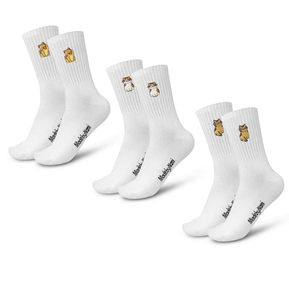 Lustige Tennissocken 3er Set mit Katzenmotiv – Unisex