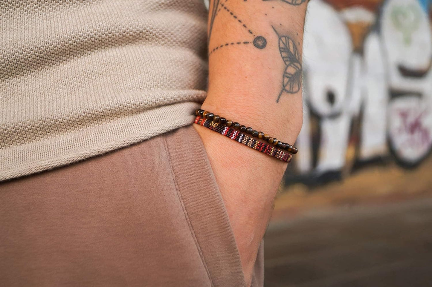 Boho Surfer Armband Set 2er – Perlenarmband & Ethno Band