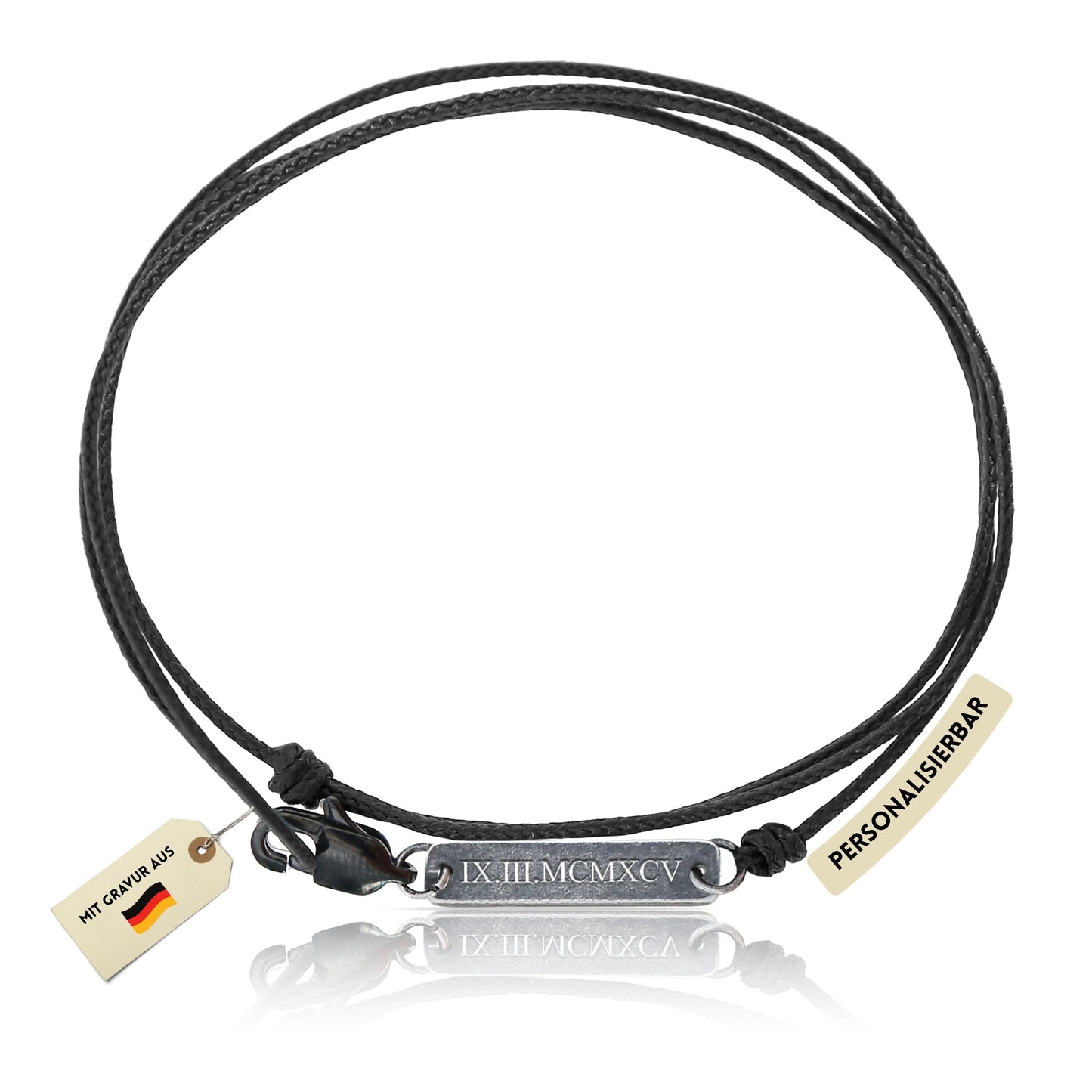 Wickelarmband mit Plättchen – Schwarz