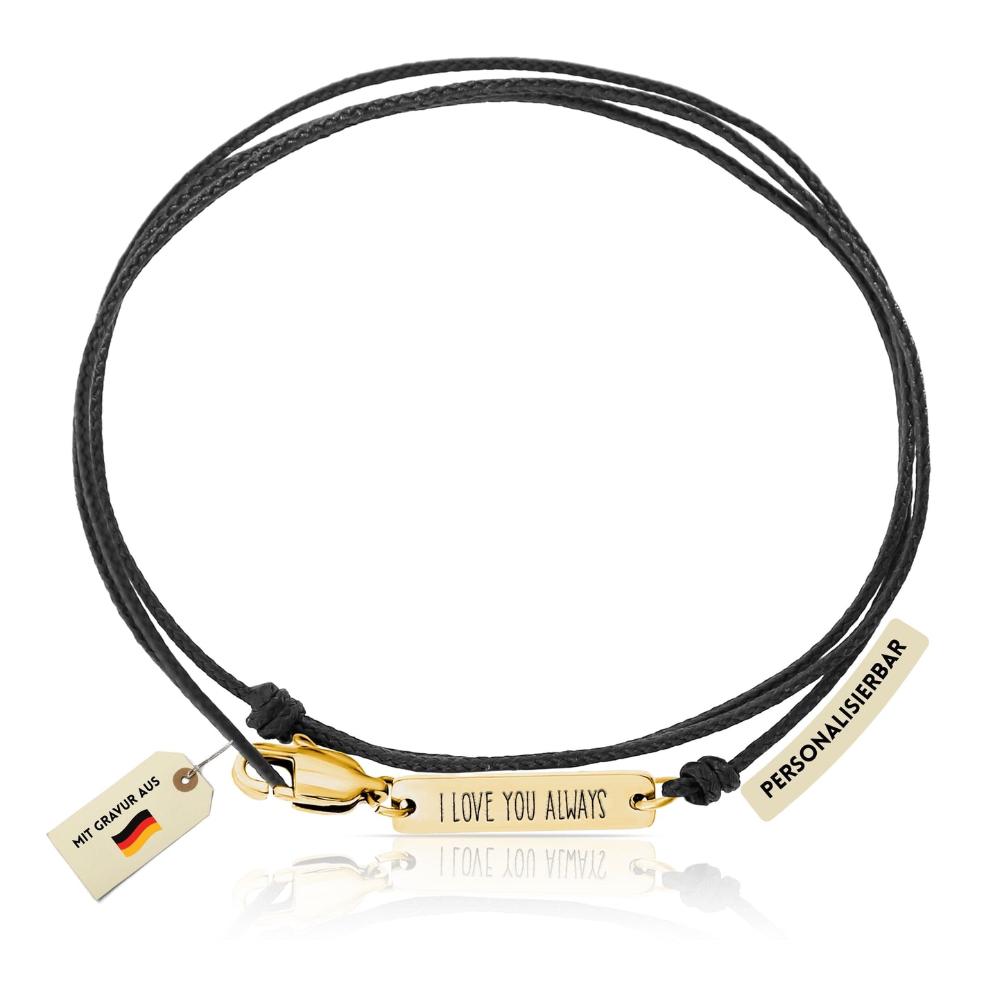 Wickelarmband mit Plättchen – Schwarz