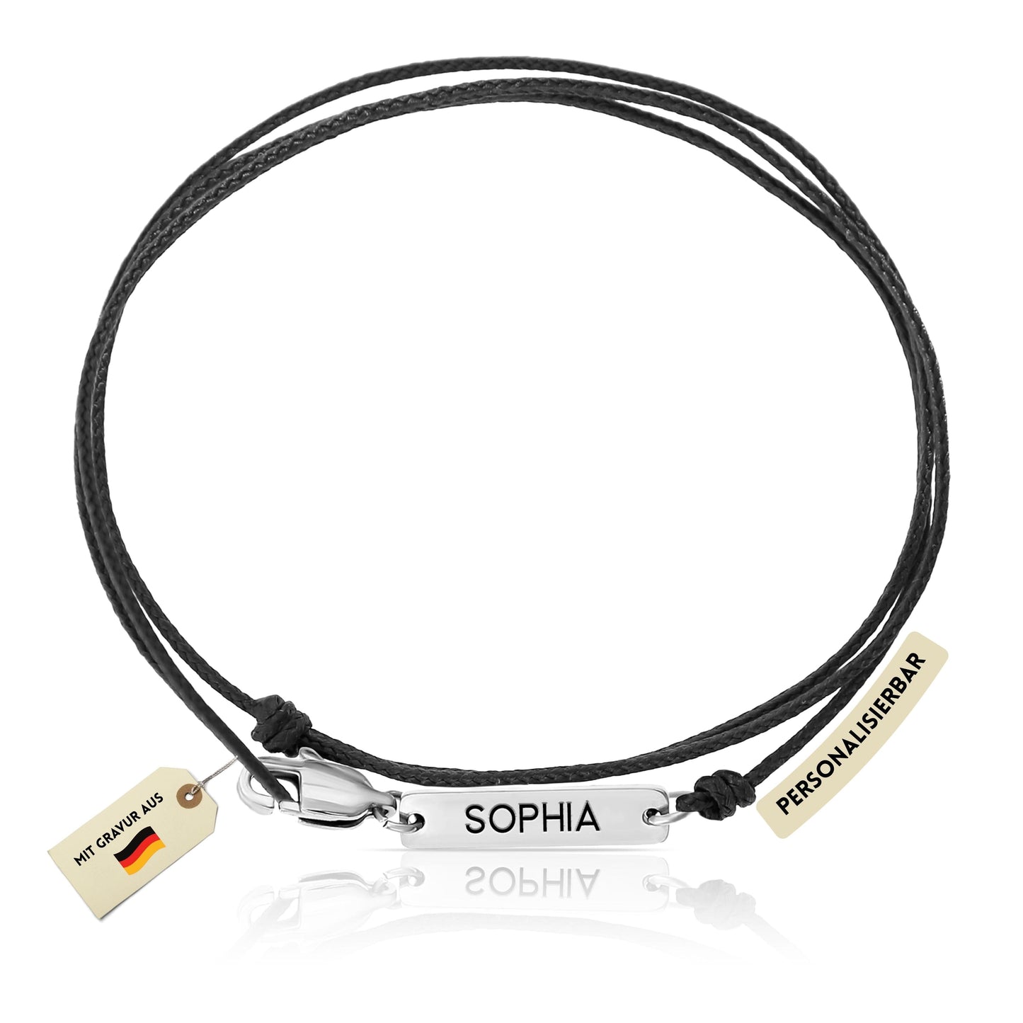 Wickelarmband mit Plättchen – Schwarz