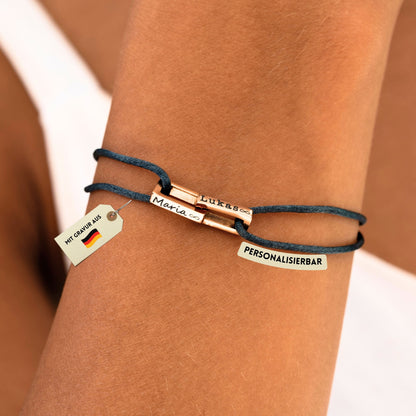 Personalisiertes Armband mit Edelstahl– Blau