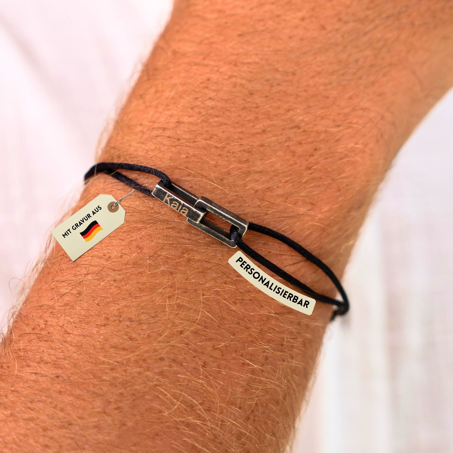 Armband mit Edelstahl-Karabiner – Schwarz