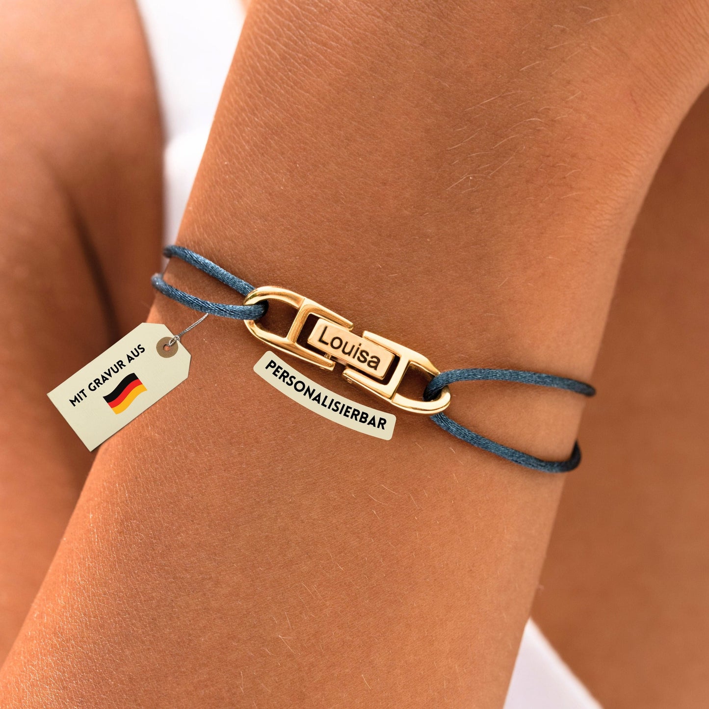 Armband mit Karabiner Edelstahl – Blau