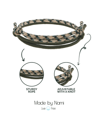 Surfer Armband 2er Set Olive & Sand – Wasserfest & Handgefertigt
