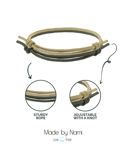 Surfer Armband 2er SetKhaki – Wasserfest & Handgefertigt