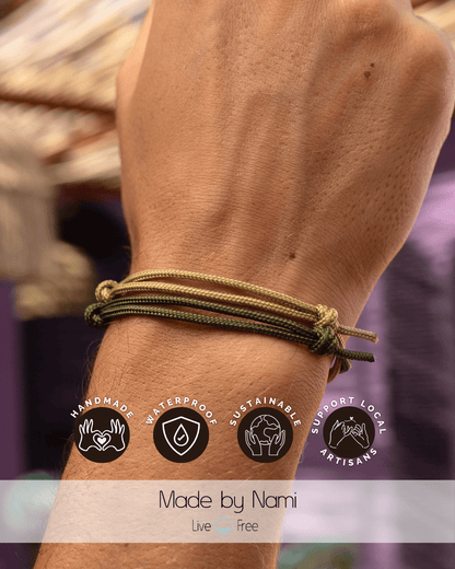 Surfer Armband 2er SetKhaki – Wasserfest & Handgefertigt