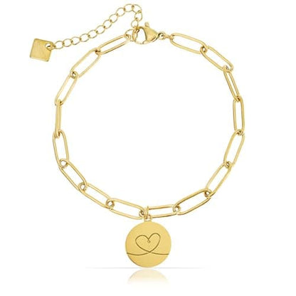 Paperclip-Kettenarmband mit personalisierter Gravur für Initialen, Namen &Symbole – Gold