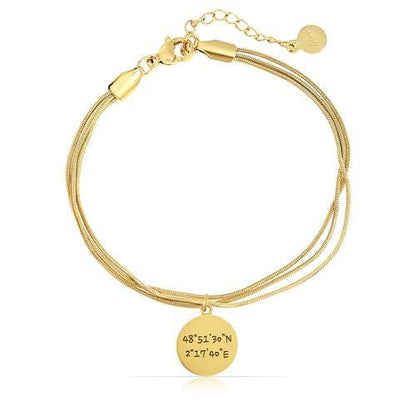 Dreireihiges Schlangenketten-Armband mit personalisierter Gravur für Initialen, Namen & Symbole – Gold