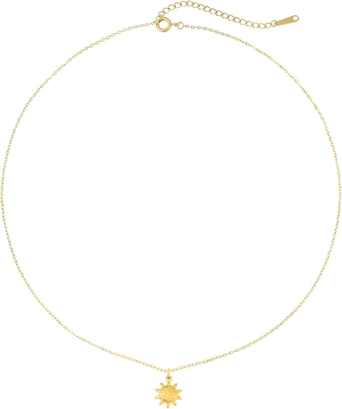 Goldene Sonne Halskette Damen Hammerschlag