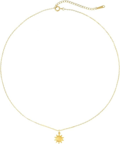 Goldene Sonne Halskette Damen Hammerschlag