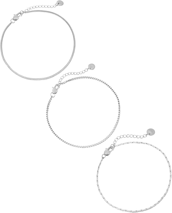 Herren Armband Set Edelstahl Silber – 3er Kettenarmband Set