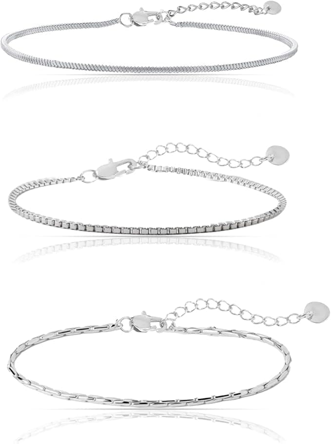 Herren Armband Set Edelstahl Silber – 3er Kettenarmband Set