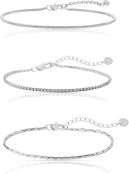 Herren Armband Set Edelstahl Silber – 3er Kettenarmband Set