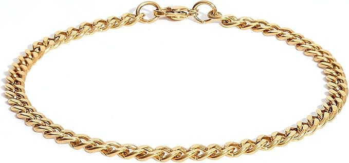 Goldenes Edelstahl Armband Herren 18 cm