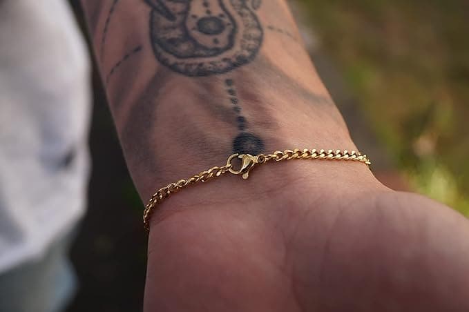 Goldenes Edelstahl Armband Herren 18 cm