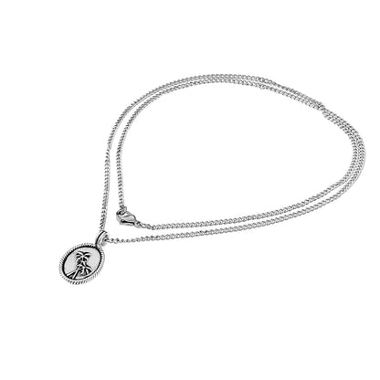 Silberne Surferkette Herren mit Palmenanhänger 60 cm