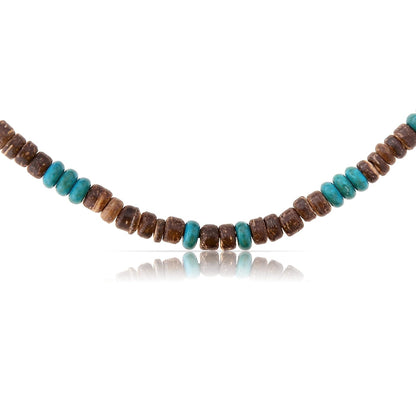 Surfer Halskette Kokosperlen Braun Türkis