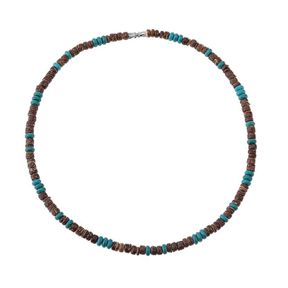 Surfer Halskette Kokosperlen Braun Türkis