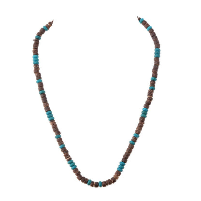 Surfer Halskette Kokosperlen Braun Türkis