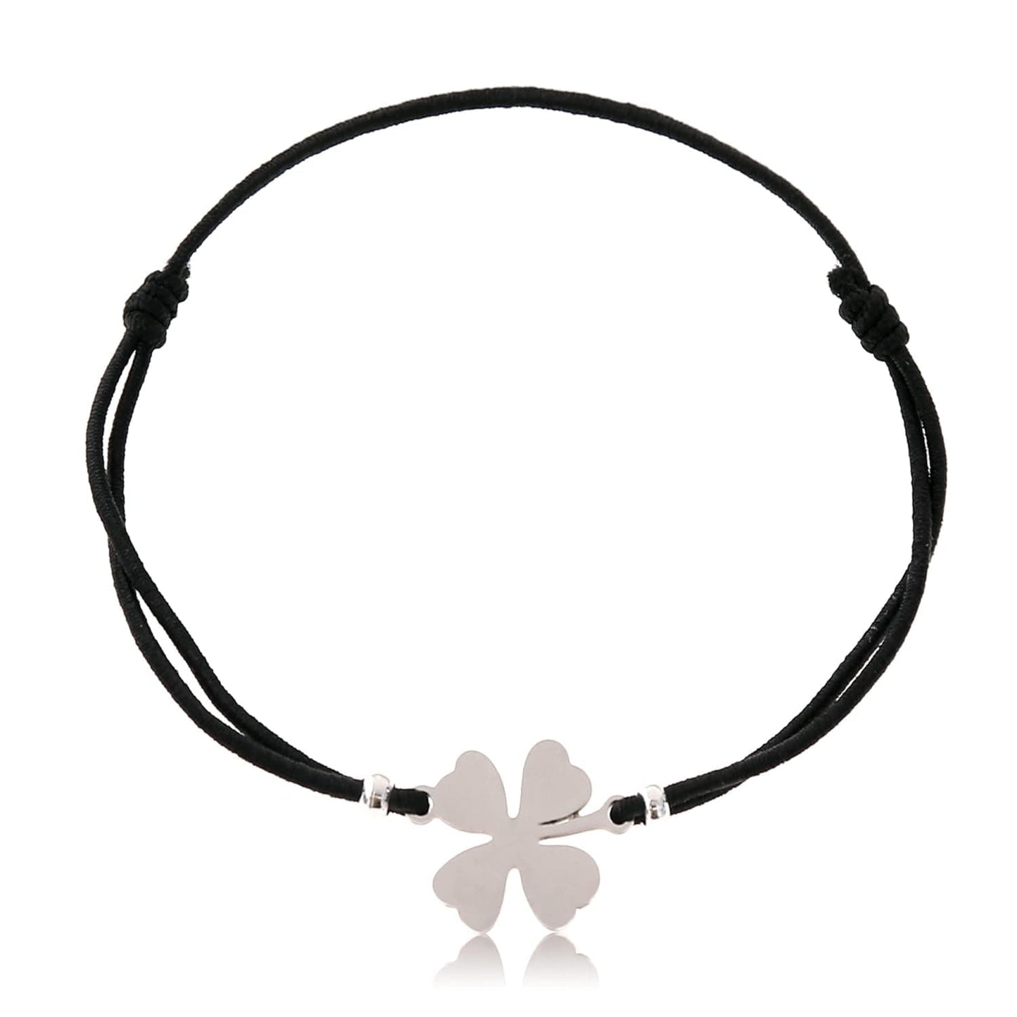 Glücksarmband Kleeblatt Silber – Verstellbares Freundschaftsband