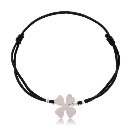 Glücksarmband Kleeblatt Silber – Verstellbares Freundschaftsband