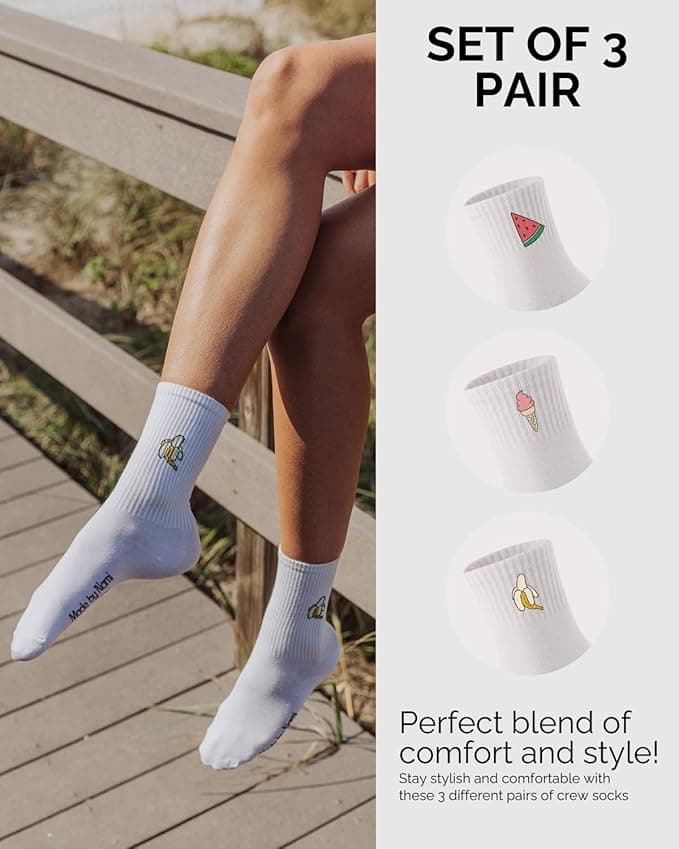 Retro Tennis Crew Socken Set 3er Pack – Unisex & Atmungsaktiv