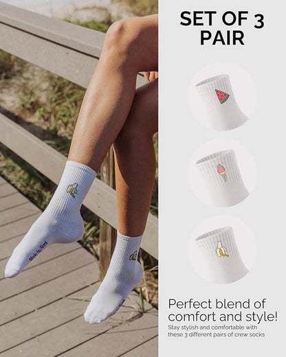 Retro Tennis Crew Socken Set 3er Pack – Unisex & Atmungsaktiv