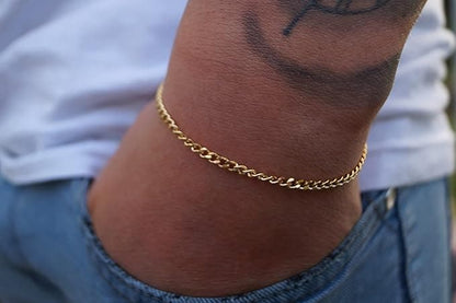 Goldenes Edelstahl Armband Herren 18 cm