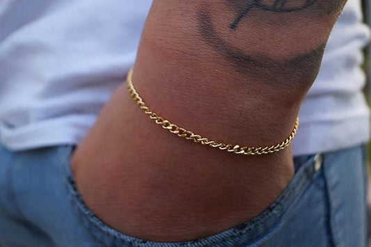 Goldenes Edelstahl Armband Herren 18 cm